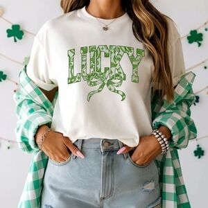 Green and White Graphic Tee